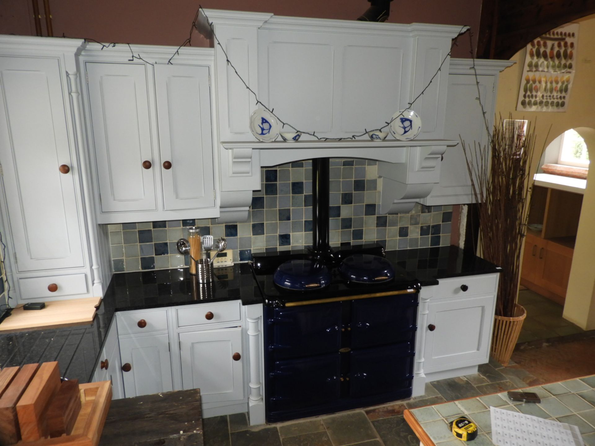 *Handcrafted Grey Painted Range of Kitchen Units with Black Granite Work Surface - Image 2 of 3