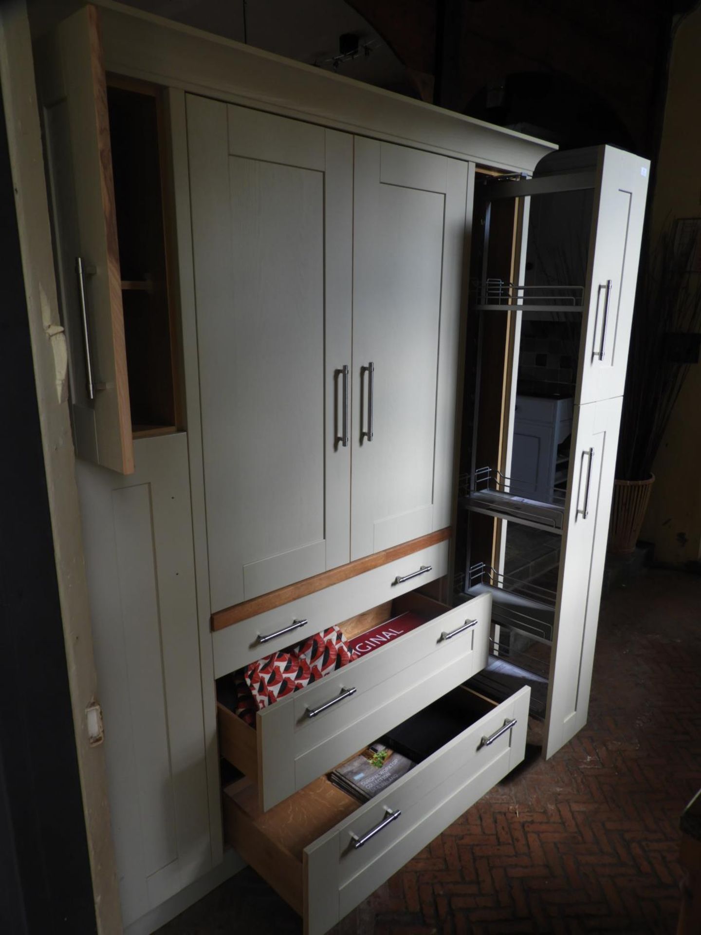 *Larder Storage Unit with Cupboards & Drawers, and Brushed Stainless Steel Handles - Image 2 of 4