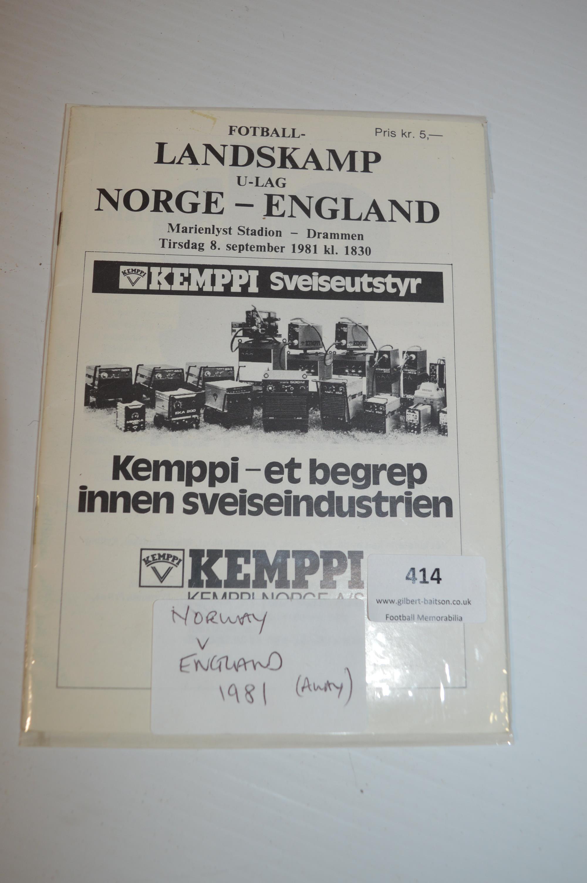Norway vs England 1981
