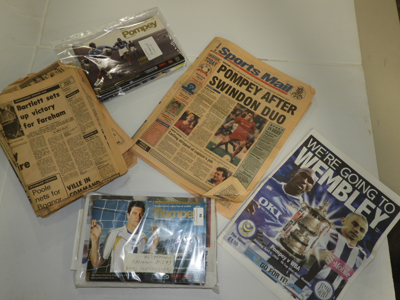 Portsmouth 2008 FA Cup Winners Memorabilia, Programmes and Newspaper Cuttings