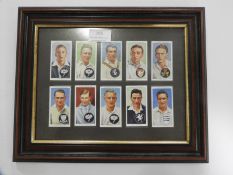 Framed Print of Various Early Cricketers Including Verity, Hutton, Leyland, Hammond and Washbuck