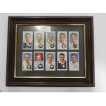 Framed Print of Various Early Cricketers Including Verity, Hutton, Leyland, Hammond and Washbuck