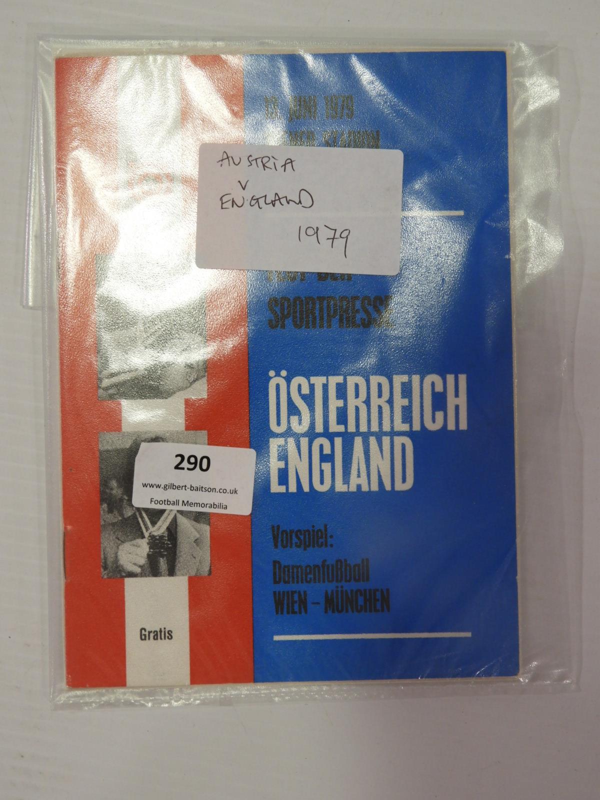 Austria vs England 1979 Close Season Tour Programme