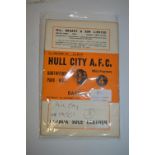Eight Late 1950's Hull City Programs Including Challenge Cup vs Barnsley 1958