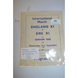 Souvenir Programme England XI vs Eire XI at Everton Football Club 1949
