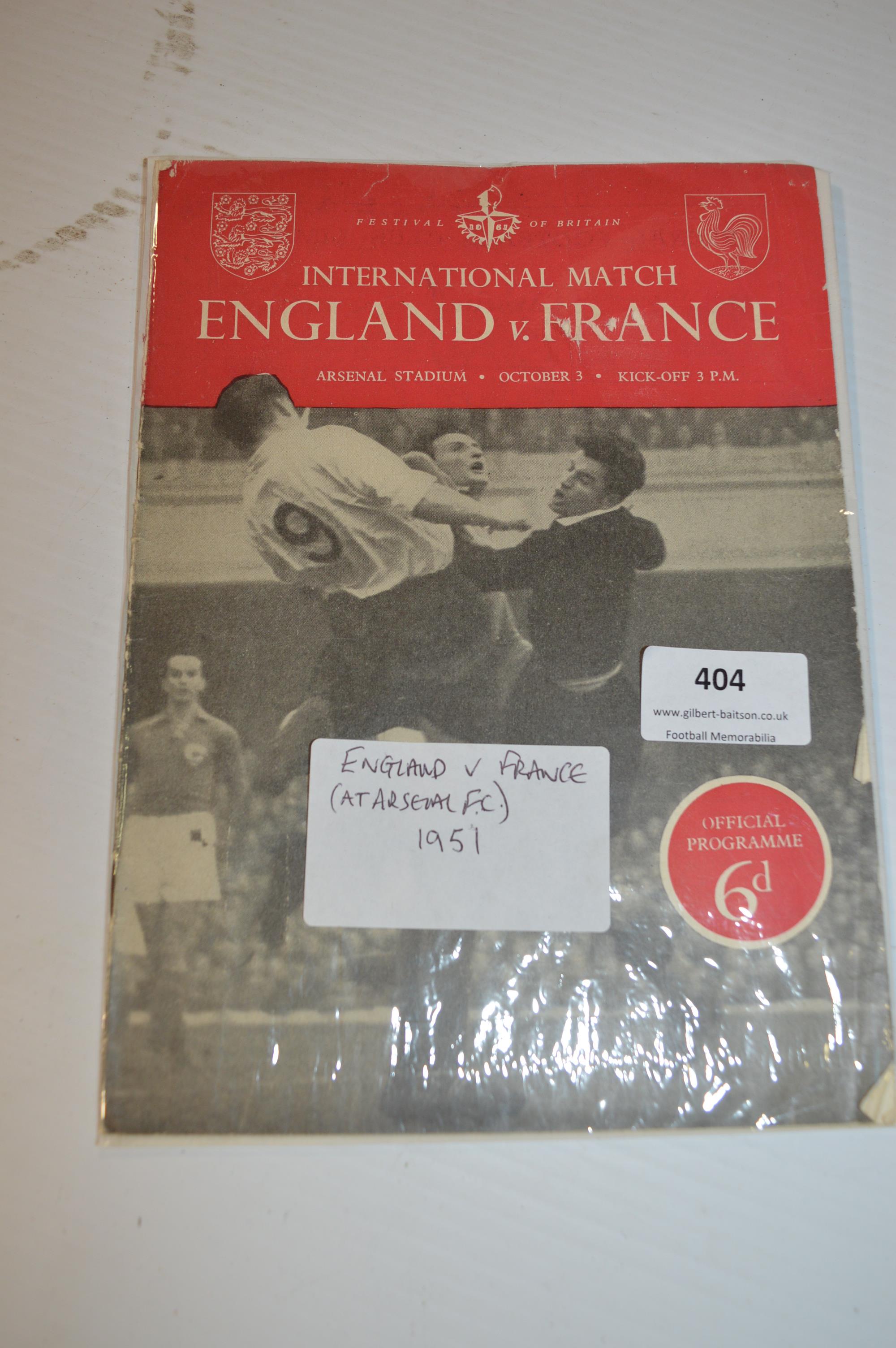 England vs France at Arsenal 1951