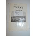 England vs Wales International at Villa Park 1958