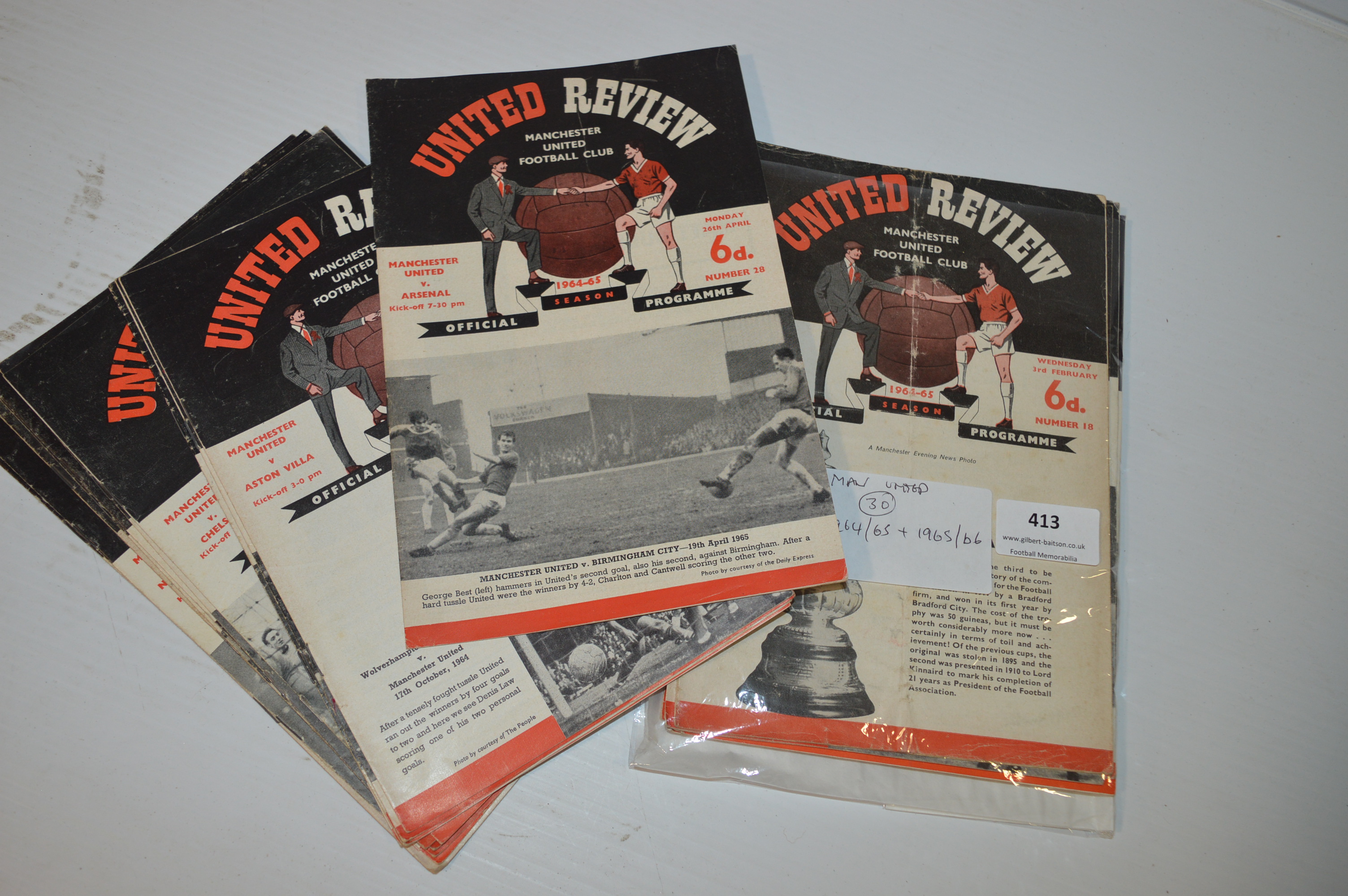 Thirty Manchester United Programmes from 1964-65 and 1965-66 Seasons