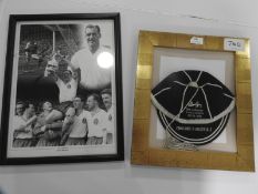 Framed Nat Lofthouse "The Lion of Vienna" 25.05.1952 England 3 Austria 2 Cap Awarded to Him and a