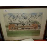 Framed & Signed Picture of The Lord's Pavilion with Autographs by Many Famous Cricketers