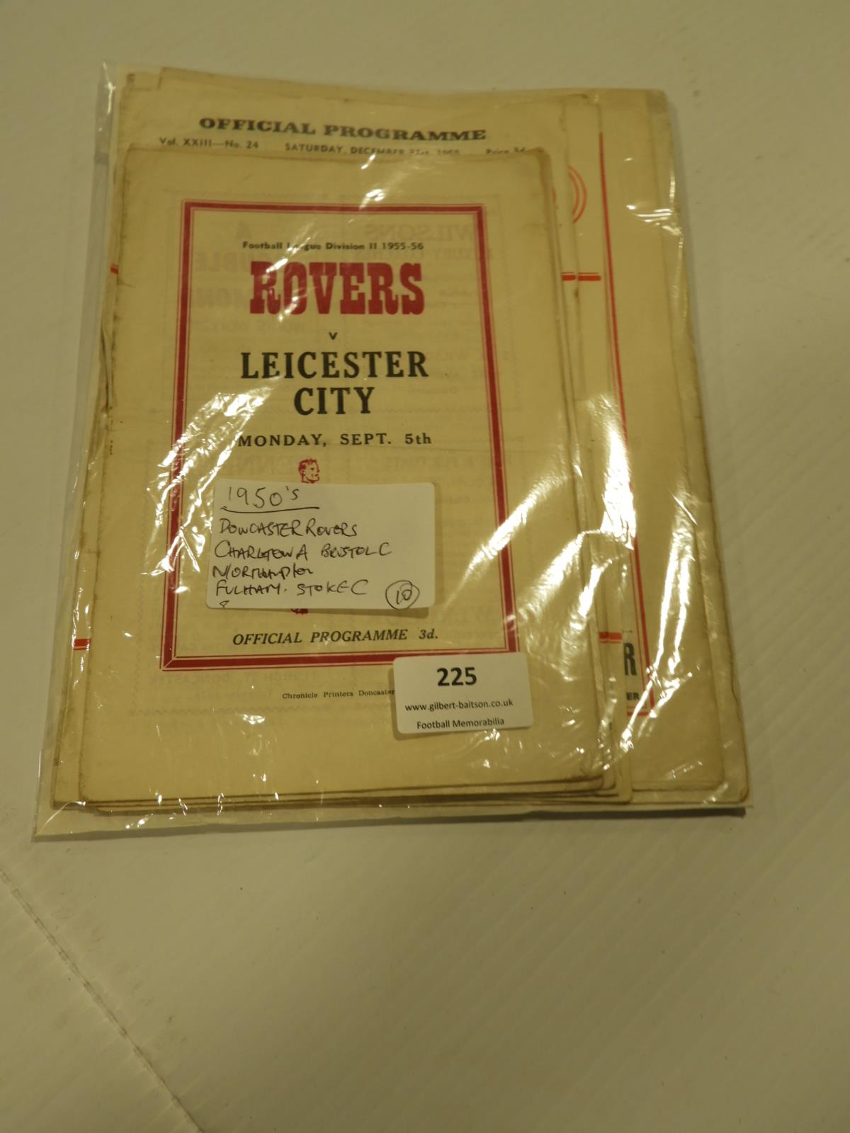 Ten 1950's Football Programmes Including Doncaster Rovers, Arlington, Bristol City, North Hampton, e