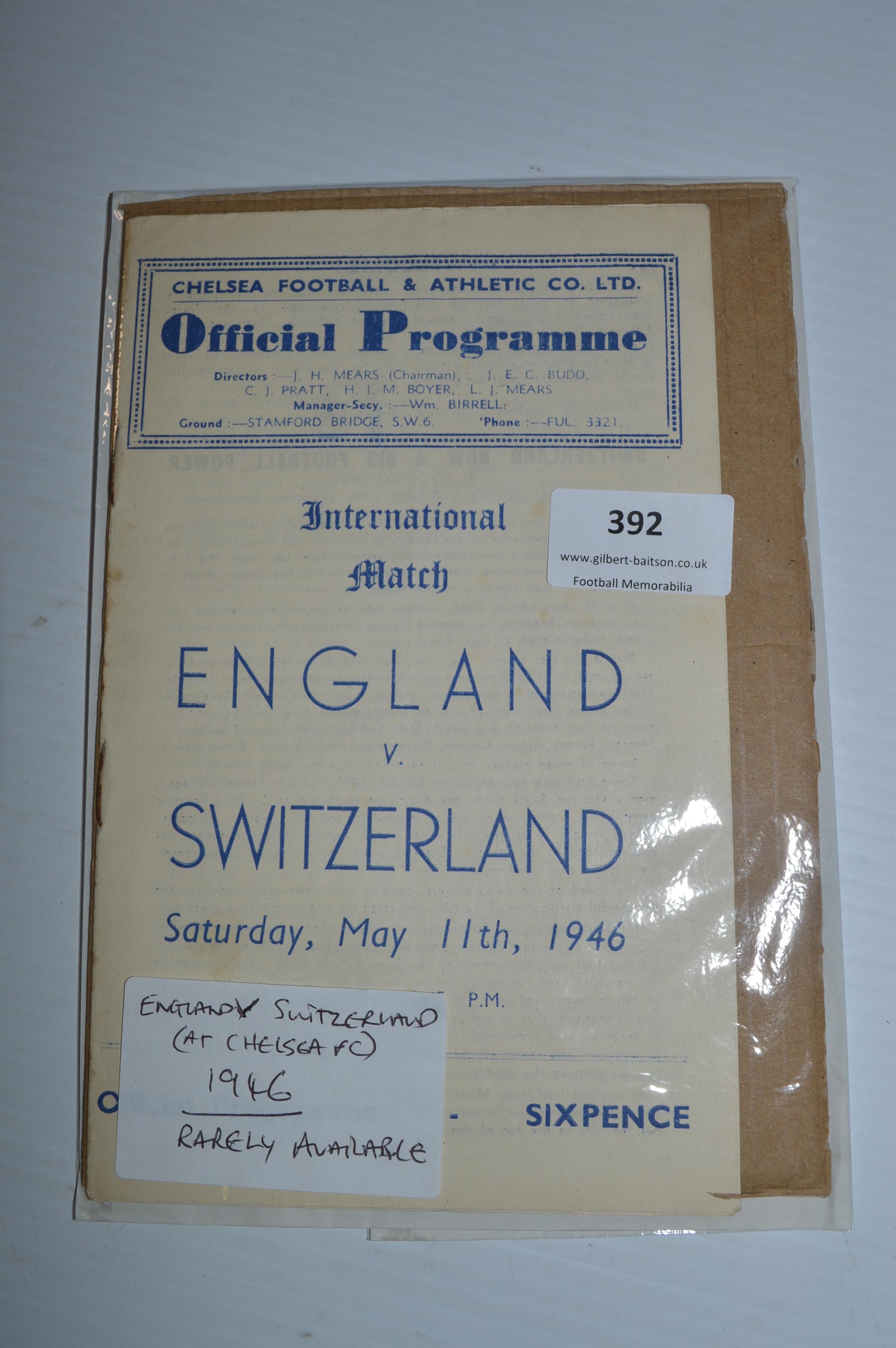 England vs Switzerland at Chelsea 1946