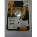 Hull City vs Nacional (Uruguay) at Boothferry Park 1972 Programme