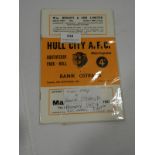 Friendly Hull City vs Banik Ostrava 1959 Programme