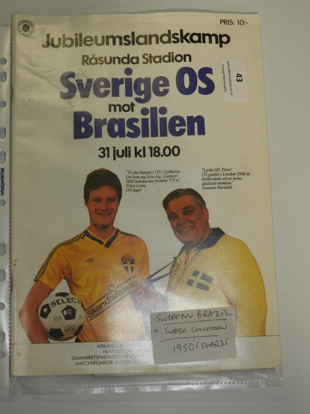 Sweden vs Brazil and Swedish Collection Programmes 1950's Onwards