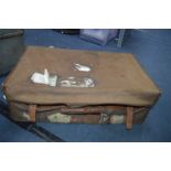 Victorian Leather German Suitcase in Original Dust Cover