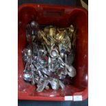 Large Tub of Silver Plated Cutlery etc.