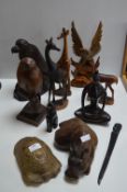 Carved Wooden Animals etc.