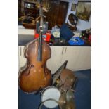 Double Bass plus Parts (Somewhat Distressed) and an Assortment of Drums and Symbols