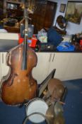 Double Bass plus Parts (Somewhat Distressed) and an Assortment of Drums and Symbols