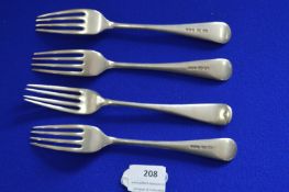 Four Hallmarked Silver Dining Forks - Sheffield 1908, approx 212g total
