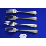 Four Hallmarked Silver Dining Forks - Sheffield 1908, approx 212g total