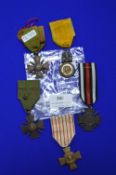 Three French and One German WWI Medal, plus a 1870's Enameled French Medal