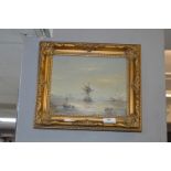 Gilt Framed Oil on Canvas - Shipping Scene