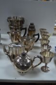 Silver Plated Items, Wine Goblets, Teapots, Ice Bucket, etc.