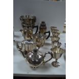 Silver Plated Items, Wine Goblets, Teapots, Ice Bucket, etc.