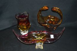 Three Pieces of Murano Studio Glass