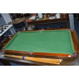 Mahogany Framed Slate Bed Pool Table (Top Only) plus Cues