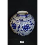 Italian Blue & White Jar (24cm Tall)