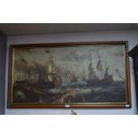Oil on Canvas - The Battle of Trafalgar by E. Ponthion