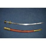 Eastern Style Ornamental Sword with Red Velvet Covered Scabbard