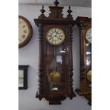 Vienna Mahogany Cased Wall Clock with Turned Fittings
