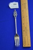 Hallmarked Silver Pickle Fork - London 1892, approx 16g