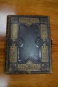 Victorian Musical Photograph Album with Illustrated Pages and Tooled Gilt Leather Cover