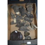 Box of Victorian Cast Iron Fireside Ornaments; Griffins, Dogs & Wheat Sheaths