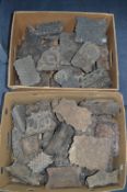 Two Boxes of Victorian Hand Carved Wooden Printing Blocks