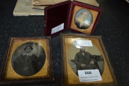 Three Victorian Tintype Framed Photographic Portraits