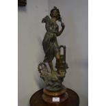 Victorian Classical Spelter Figurine on Turned Burrwood Base