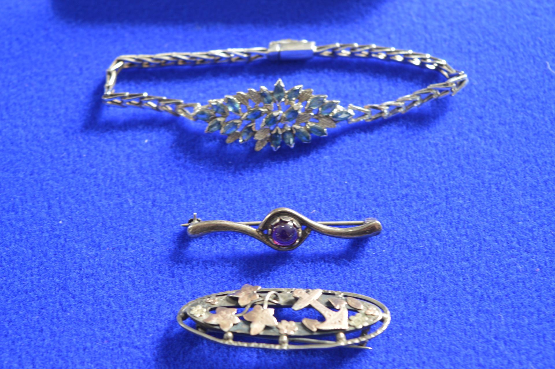 Nautical Silver Brooch - Birmingham 1911, a Silver & Amethyst Brooch, and a 925 Silver Bracelet - Image 2 of 3