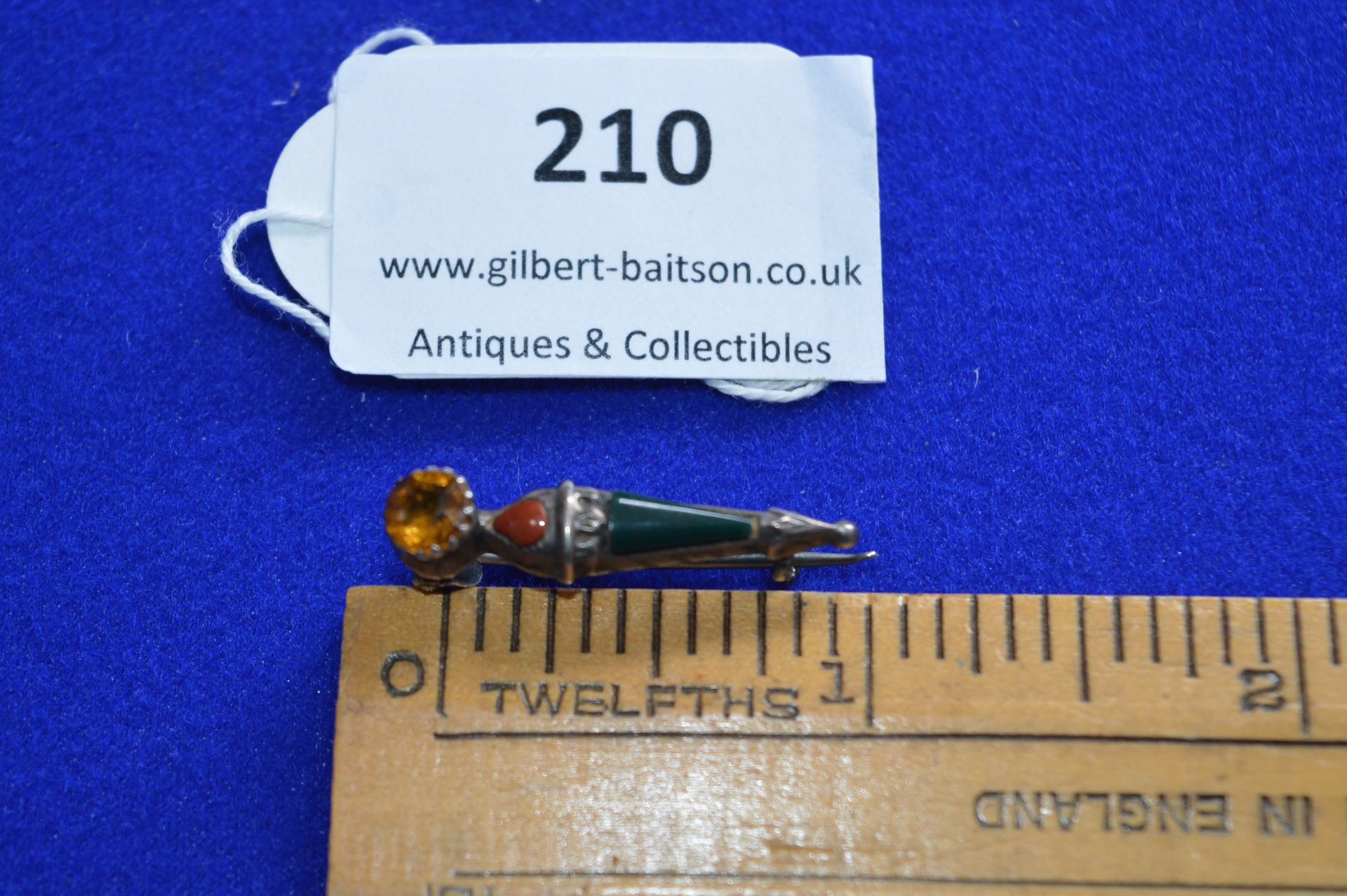 Hallmarked Silver Gemstone Brooch - Birmingham 1911, approx 1.8g gross - Image 2 of 3