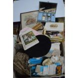 Small Ladies Suitcase Containing Sewing Items, Lace, etc.