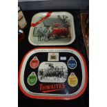 Two Vintage Brewery Trays; Thwaites and Vaux