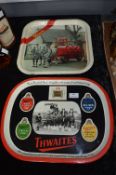Two Vintage Brewery Trays; Thwaites and Vaux