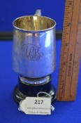 Silver Monogrammed Cup on Ebonised Stand