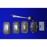 Silver Mustard Spoon, Three Plated Port & Brandy Labels