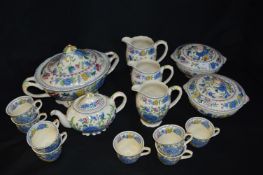 Nineteen Pieces of Masons Pottery; Tureens, Covered Dishes, Teapot, Cups, Jugs, etc.